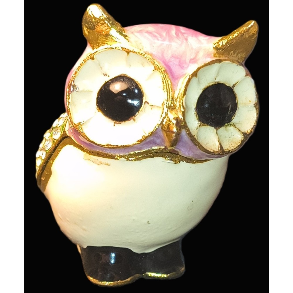 Vintage Owl Trinket Box, 1.75 x 1 x‎ .5, Purple and White